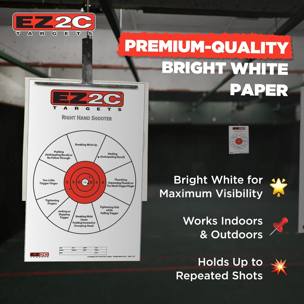 EZ2C Right Hand/Left Hand Diagnostic Training Paper Target 11”x17” USA MADE Style 11