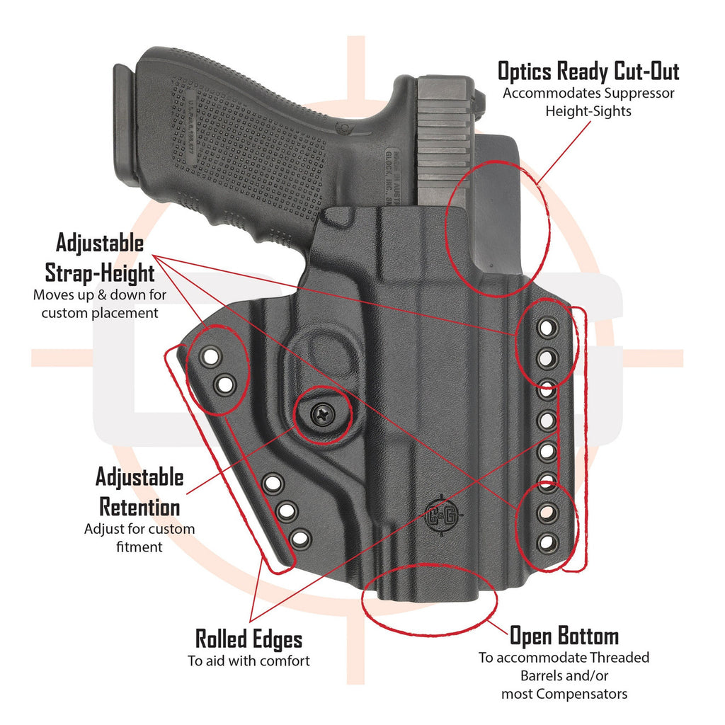 GLOCK 17/19 | DENALI Chest Mounted Kydex Holster System | QUICKSHIP | C&G Holsters