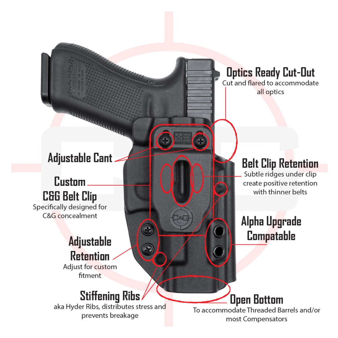 Springfield Hellcat PRO | IWB COVERT/ALPHA Kydex Holster | QUICKSHIP | C&G Holsters