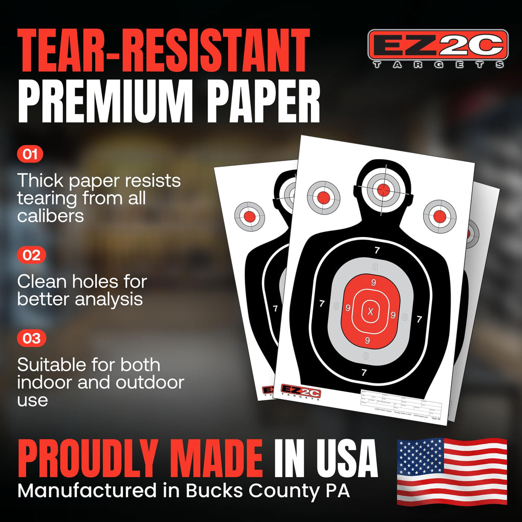 EZ2C Targets #30 Silhouette  12"x18" Paper Shooting Target USA Made