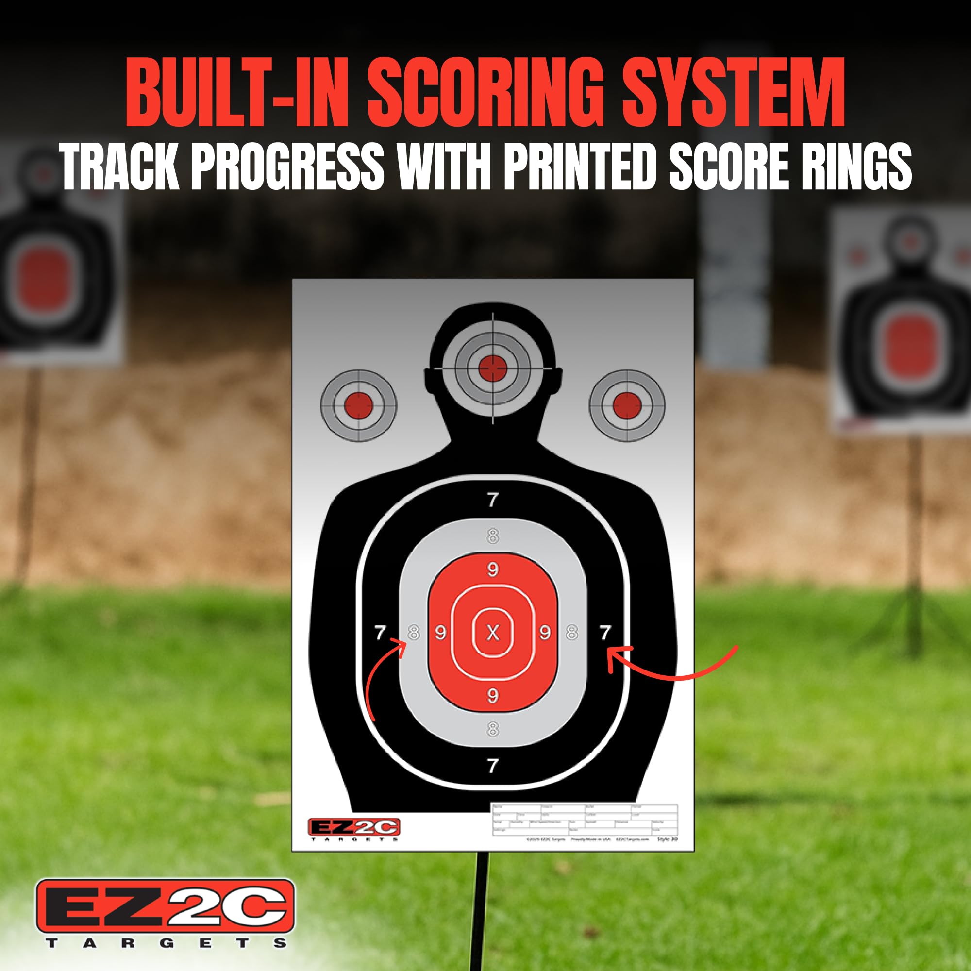 EZ2C Targets #30 Silhouette  12"x18" Paper Shooting Target USA Made