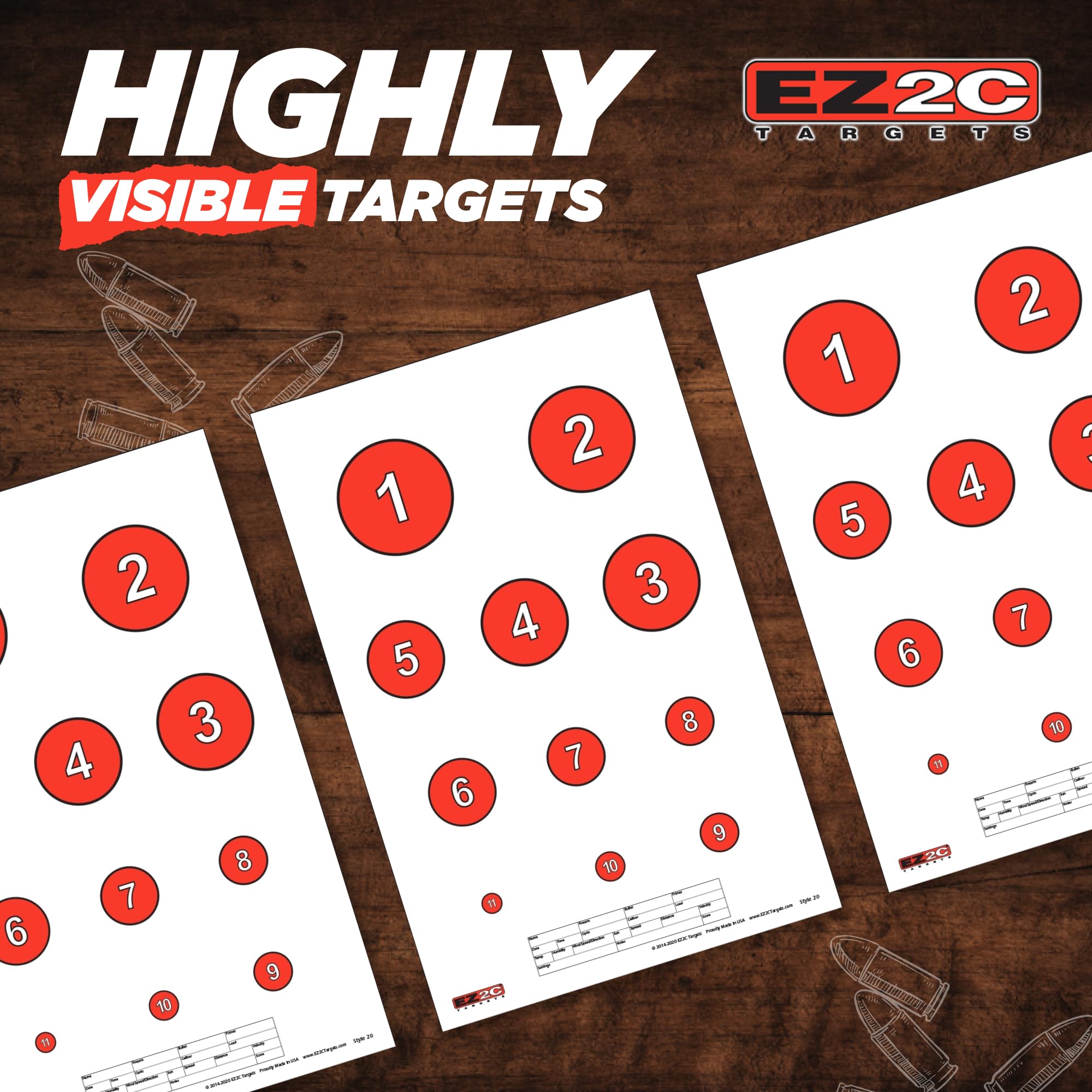 EZ2C Targets #20/RD7: Reducing Circles Paper Shooting Targets 11"x17" USA Made