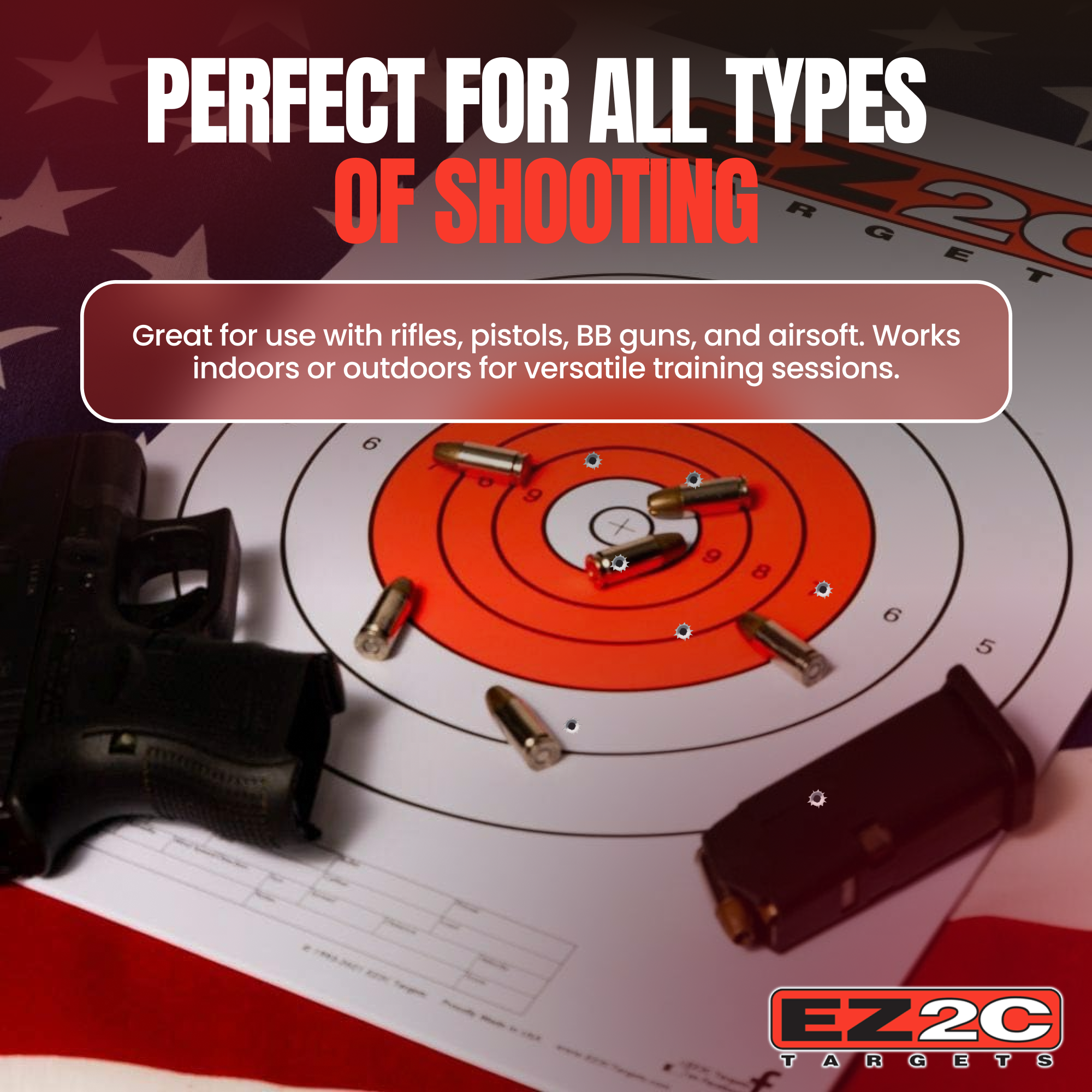 200 EZ2C Targets Most Popular 8 Styles Paper Targets Bundle Pack 11"x17" USA Made