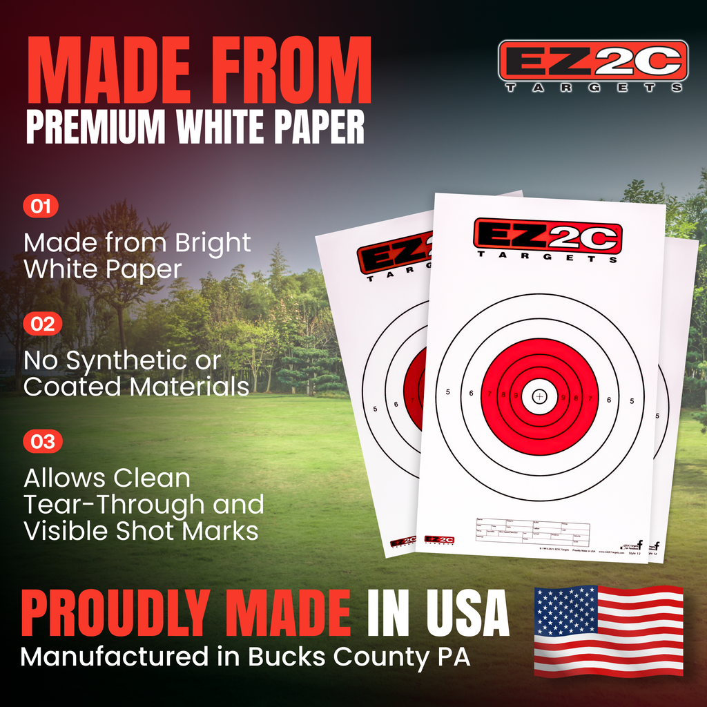 200 EZ2C Targets Most Popular 8 Styles Paper Targets Bundle Pack 11"x17" USA Made