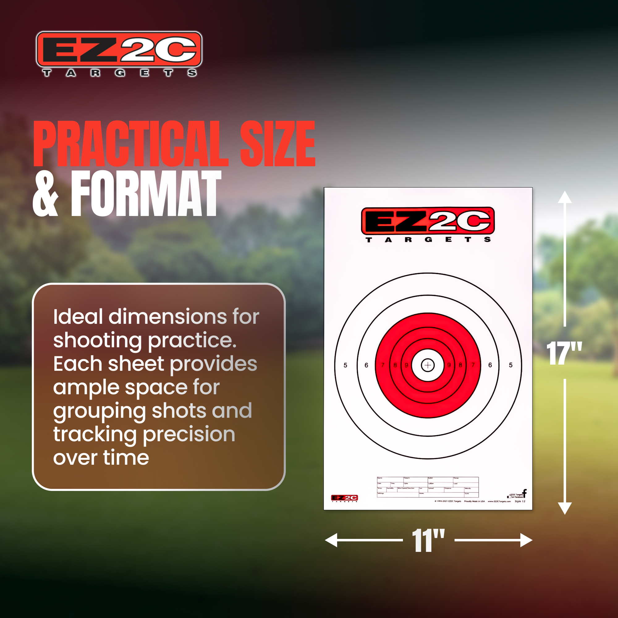 200 EZ2C Targets Most Popular 5 Styles Paper Targets Bundle 11"x17" USA MADE